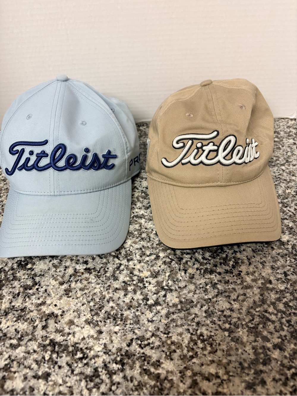 Titleist Kids Baseball Caps - Light Blue and Tan Pair